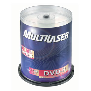 DVD-R Multilaser 8x 4.7Gb no tubo
